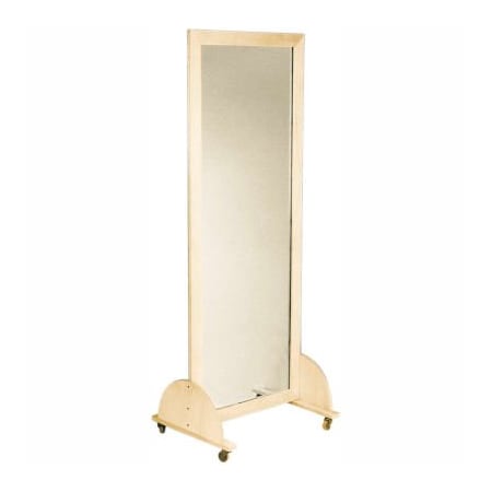 Plate Glass Mirror With Mobile Caster Base, Vertical, 22W X 60H